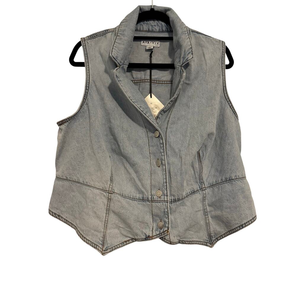 NWT Western light wash denim vest
